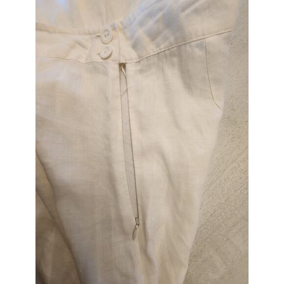 100% White Linen Wide Leg Pants Women SZ Small - Picture 6 of 9
